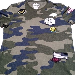 American Rag Patched Camo Muscle T-shirt Men's XL Sty#173526